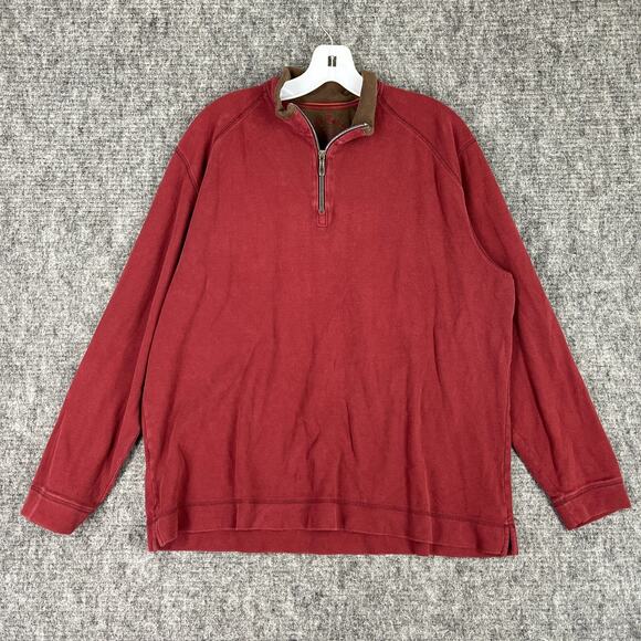 Tommy Bahama Mens Sweatshirt Medium Maroon Pima Cotton 1/4 Zip Mock Neck - Picture 1 of 8